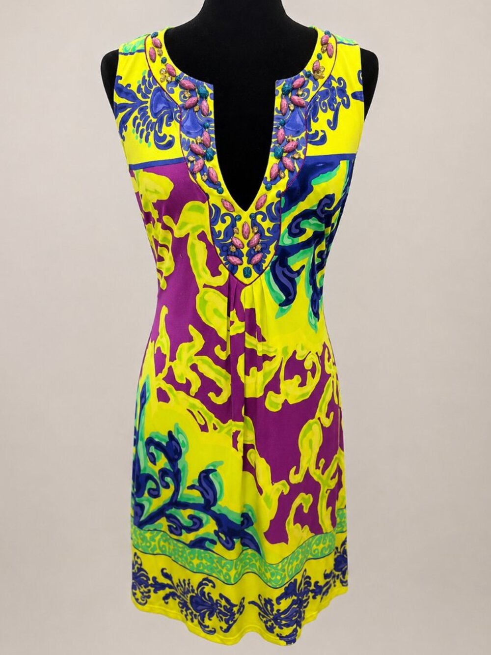 Hale Bob Los Angeles Paris Embellished Print Dress